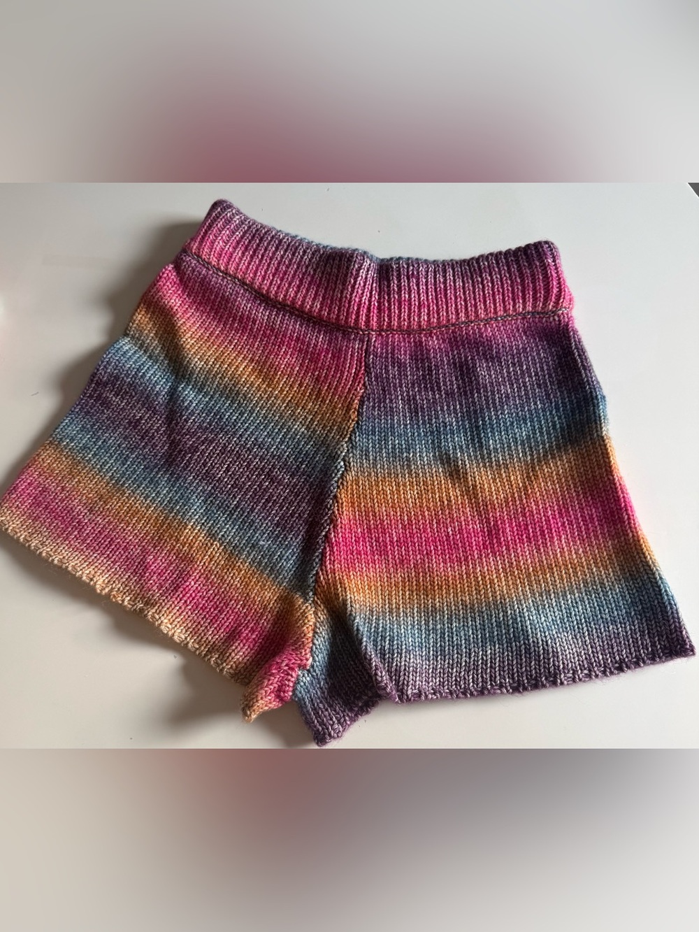 Something Navy Multicolor Y2K Knit High-Waist Girl-core Rainbow Shorts KidCore